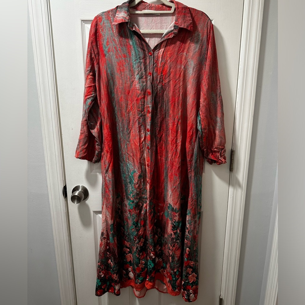 Elegant Red and Green Women's Dress